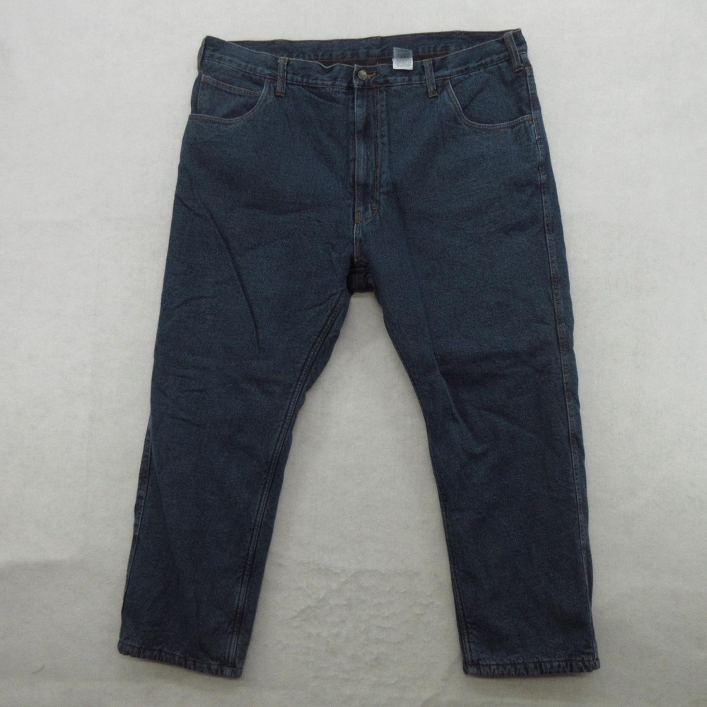 Berne Jeans Mens 46x30 Blue Dark Wash Relaxed Tapered Insulated Lined Denim